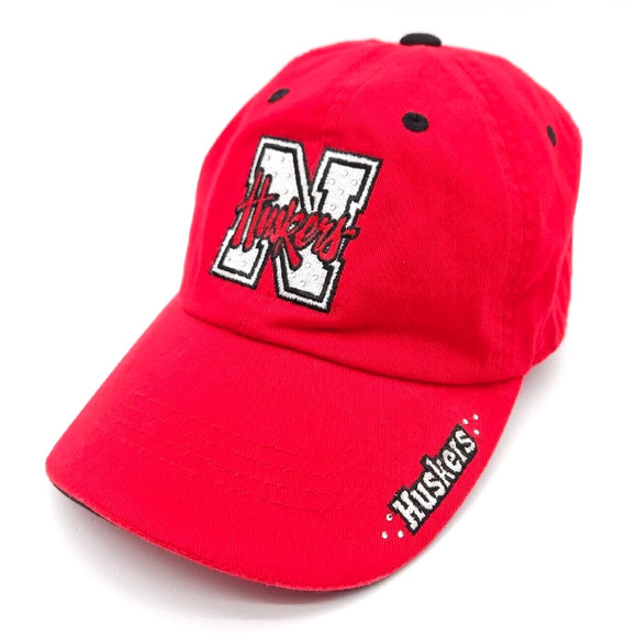 Nebraska Huskers Womens Strapback Red‎ Hat Adjustable Ball Cap NCAA College - Picture 1 of 7